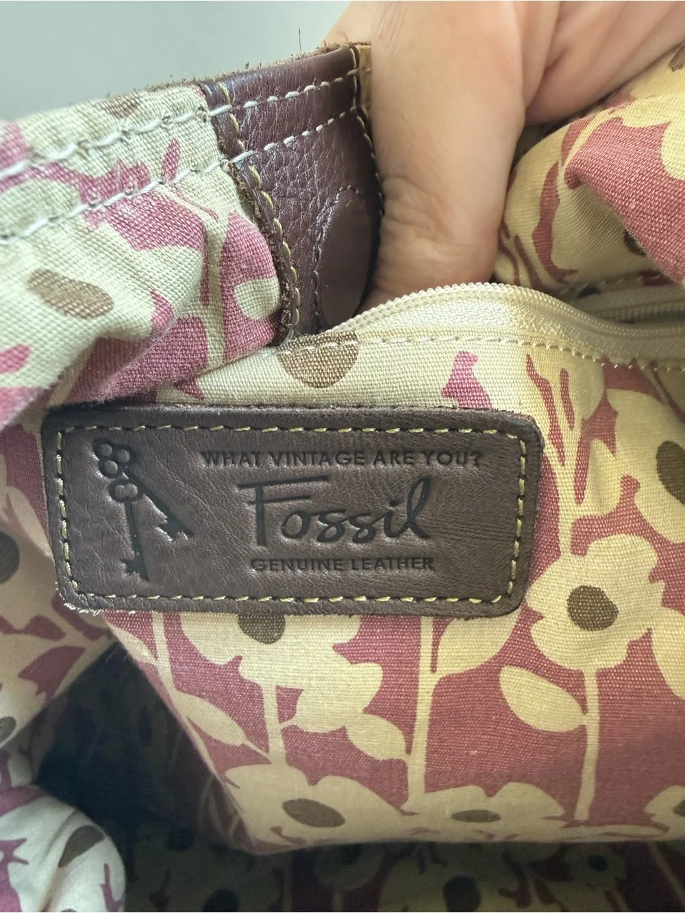 Fossil Brown Genuine Leather Y2K Slouchy Hobo Shoulder Bag